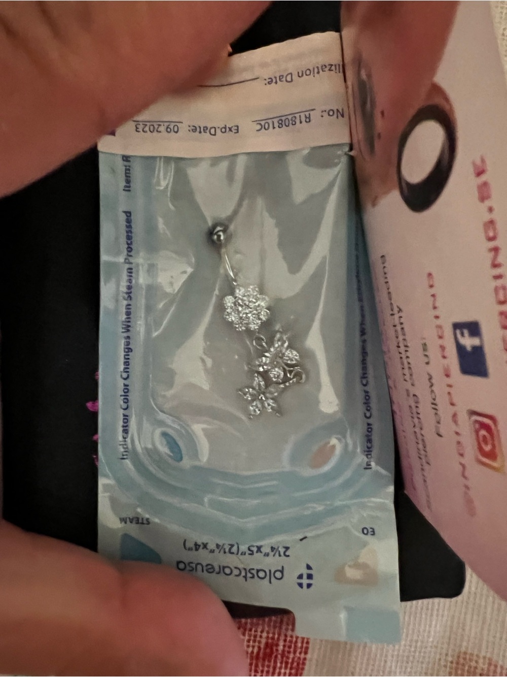 Amazon Silver Floral Dangle Belly Button Ring